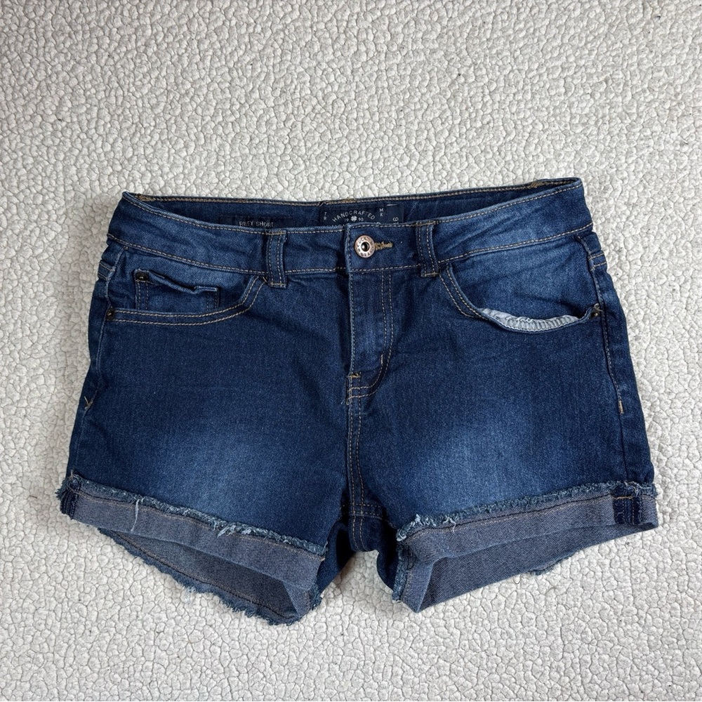 Lucky Brand Riley Short Women Size 16 Cuffed Stretch Dark Wash Blue Jean Shorts